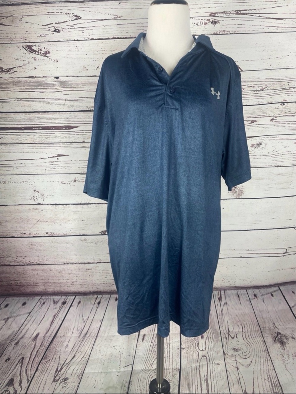 Under Armour HeatGear Polo Shirt Blue Performance Loose Fit XL Men
